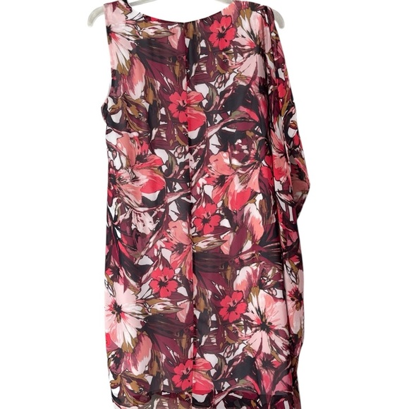 Thalia Sodi Floral Sheath Dress Large Multicolor Round Neck Asymmetrical Classy - Picture 4 of 7